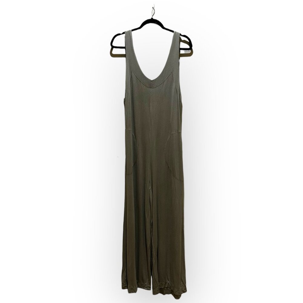 Free People Beach Black Wide Leg Jumpsuit Green / Sage